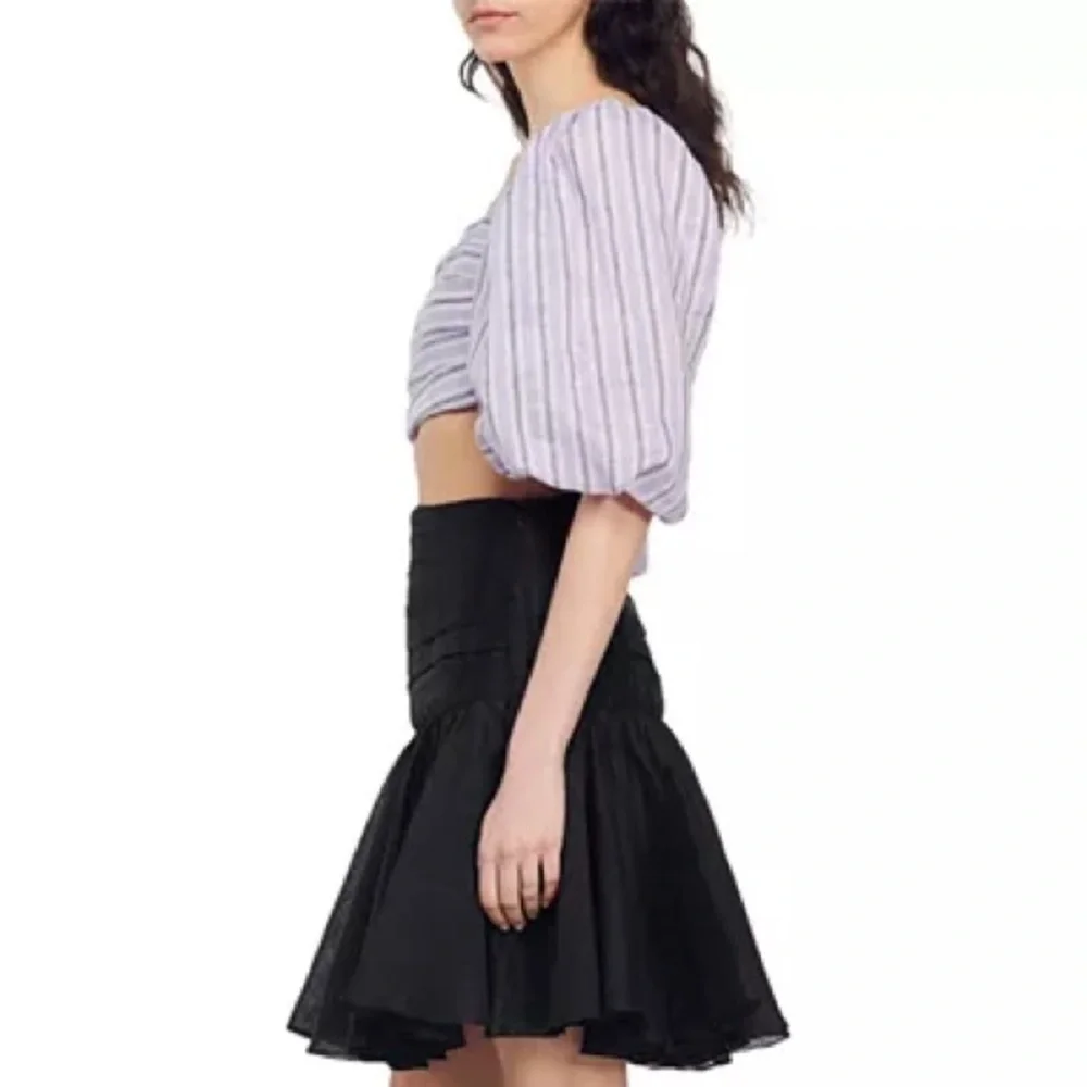 🌻NEW w/tags Sandro Blonvilla Puff Sleeve Crop Top | FR Size 4 / US Size 10 - Picture 5 of 14